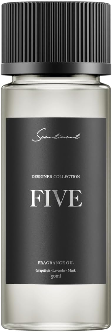 Five Designer Collection Diffuser Oils | Aromatherapy Home Fragrance | Luxurious Scent with Notes of Grapefruit, Lavender, Musk (50 mL)