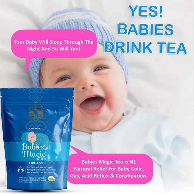 Secrets Of Tea - Babies' Magic Tea: Natural Relief for Baby Colic and Gas - USDA Organic, Caffeine-Free, promotes better sleep- 20 Count ((1 Pack)