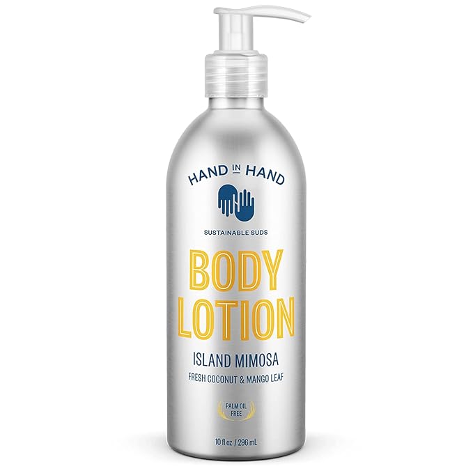 Hand in Hand Moisturizing Body Lotion, Dry Skin Lotion with Shea Butter, 10 Fl Oz, Fresh Coconut & Mango Leaf, Island Mimosa Scent, 2 Pack