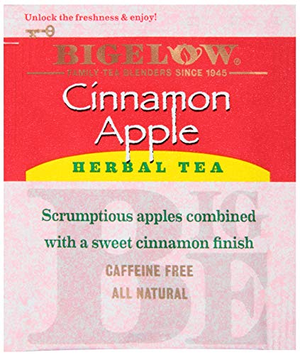 Bigelow Cinnamon Apple Herbal Tea Bags 28-Count Boxes (Pack of 6) Cinnamon Apple Hibiscus Flavored Herbal Tea Bags All Natural Non-GMO