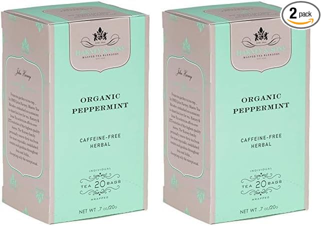 Harney & Sons Premium Organic Herbal Tea, Peppermint, 20 Count (Pack of 2)