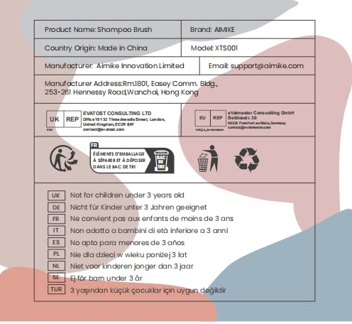 AIMIKE Scalp Massager Shampoo Brush, Pink - Promotes Hair Growth, Reduces Dandruff, and Relaxes, Natural Wheat Straw, Soft Silicone Bristles, Ideal for All Hair Types, Wet & Dry Use, Portable, 1 Count