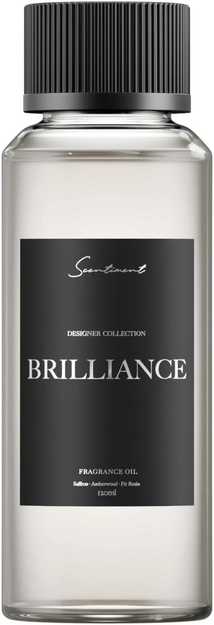 Brilliance Designer Collection Diffuser Oils | Aromatherapy Home Fragrance | Luxurious Scent with Notes of Saffron, Amberwood, Fir Resin (120 mL)