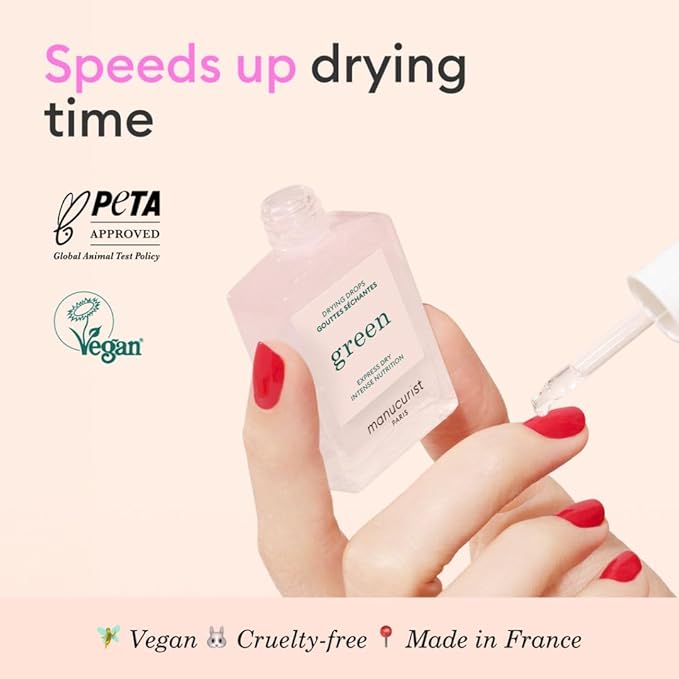 Manucurist Green Nail Polish Drying Drops - Fast Dry Nail Polish - Halves Drying Time - Nourishing Nail Care - 49.5% bio-sourced - Green System Compatible 0.5 Fl Oz