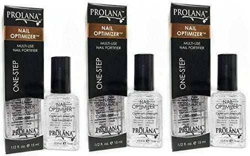 Nail Optimizer, Extra Strong Nail Strengthener Base Coat for Weak and Damaged Nails, Nail Growth & Prevents Nails from Peeling, Brittle Nails, Stops Slipts, Chips & Strengthens Nails, (3 Pack)