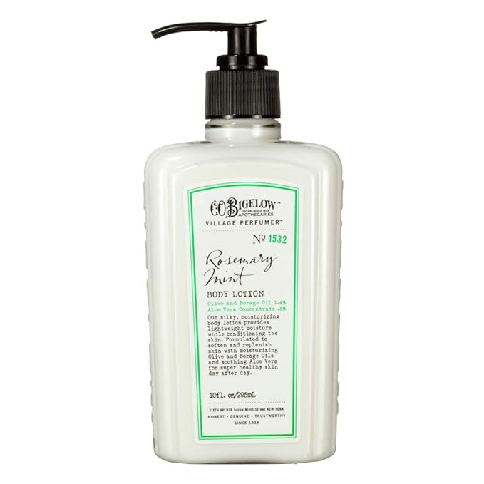 C.O. Bigelow Apothecary Duo, Rosemary Mint Body Care Gift Box with Body Soap & Lotion, Gift Set of Two - Moisturizing Lotion & Liquid Body Wash for Dry Skin - 10fl oz Each