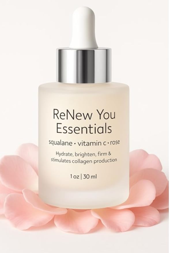 Squalane and Vitamin C Rose Serum. Anti Aging Anti Wrinkle Brighten, Hydrate, Firm and Reveal Radiant Skin 1.0 ounces