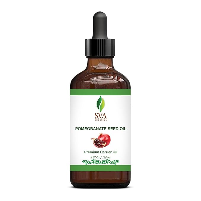 SVA Pomegranate Seed Oil Organic - 4 Fl Oz – 100% Natural Cold Pressed Organic Pomegranate Oil - for Face, Skin Care, Hair Care, Scalp Massage & Body Massage – Carrier Oil with Dropper