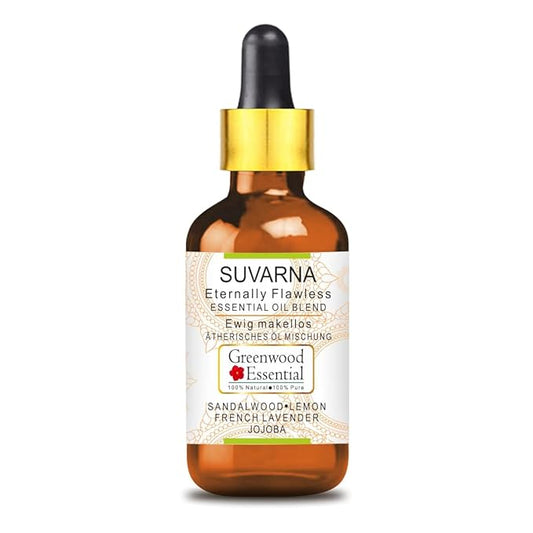 Suvarna - Fair & Flawless - Essential Oil Blend of Sandalwood, French Lavender & Lemon Essential Oils in Jojoba Oil 5ml (0.16 oz)