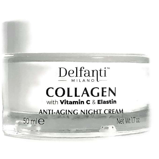 Delfanti-Milano • COLLAGEN with VITAMIN C & ELASTIN • Rejuvenating & Nourishing • Anti-Aging Night Cream • Face and Neck Moisturizer • Made in Italy