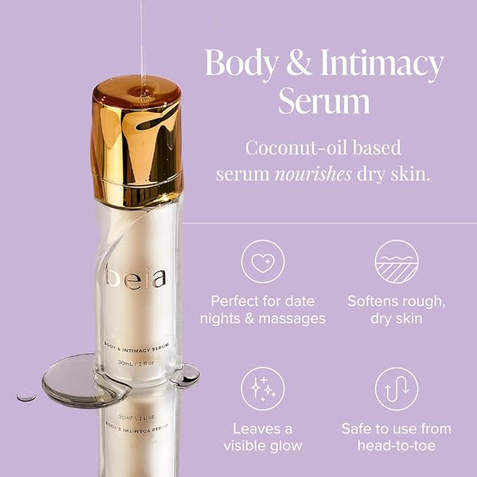 Beia Coconut Oil for Skin - Body Massage Oil for Date Night - Soothing & Safe to Use for Women - Hydrating Moisturizer for Glowy Skin - Dermatologist Tested Fragrance Free-1 Fl Oz