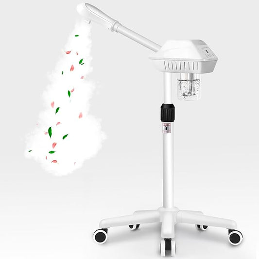 Professional Facial Steamer, Facial Steamer on Wheels, SPA Ozone Nano Facial Steamer, Stand Facial Steamer for Spa, Salon and at Home Use