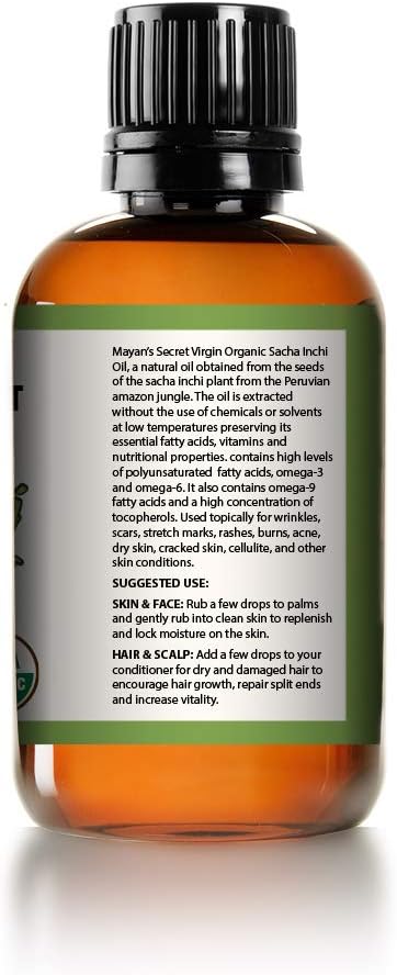 Mayan's Secret Pure Carrier and Essential oils for Skin Care, Hair, Body Moisturizer for Face-Anti Aging Skin Care (Sacha Inchi Oil Organic, 4oz)