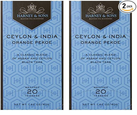 Harney & Sons Black Tea, Orange Pekoe, 20 Tea Bags (Pack of 2)