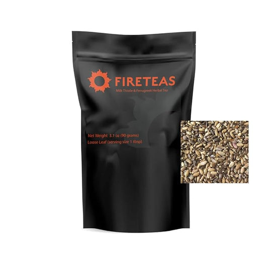 FIRE TEAS Organic Milk Thistle & Fenugreek Seeds Herbal Tea w/Ginger - Herbal Folk Remedy Tea - Loose Leaf -