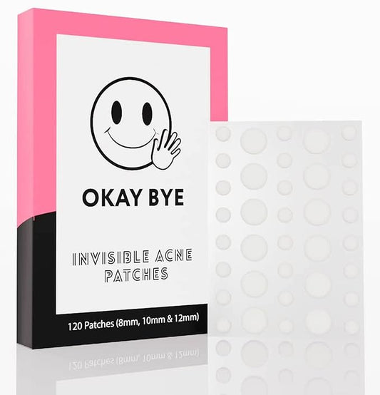Okay Bye Hydrocolloid Acne Pimple Patch for Zits and Blemishes, Fast Healing Invisible Absorbing Spot Treatment Stickers for Face and Skin (120 count)
