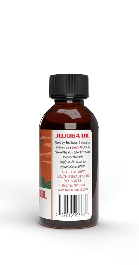 Aztec Secret 100% Pure Jojoba Oil, 2 OZ - Deep Hair & Skin Moisturizer - Cold-Pressed and Unfiltered