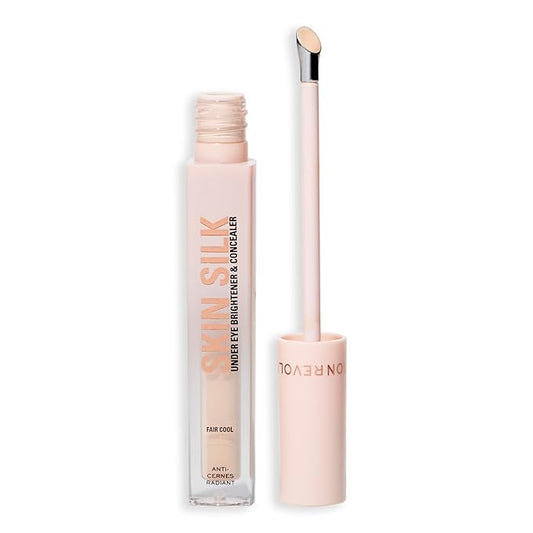 Revolution, Skin Silk Radiant Serum Under Eye Brightener, Hydrates & Smooths Under Eye with Hyaluronic Acid & Squalane, Vegan & Cruelty-Free, Fair Cool, 0.13 fl oz