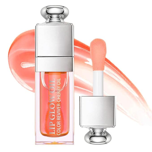 GECOMO Moisturizing Lip Oil,No-Sticky Lip Gloss Lip Balm Lip Care,Fruit Flavoured Lip Oil For Dry Lip's Moisturizing Hydrating And Nourishing (001#PINK) 0.2 OZ