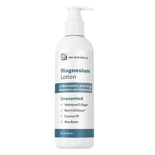 Unscented Magnesium Lotion for Sleep - Helps with Muscle Relaxation, Soothes Tired Legs, Supports Restful Nights, Moisturizes & Hydrates Skin - 8 fl oz - Magnesium Cream, Butter, Topical Magnesium