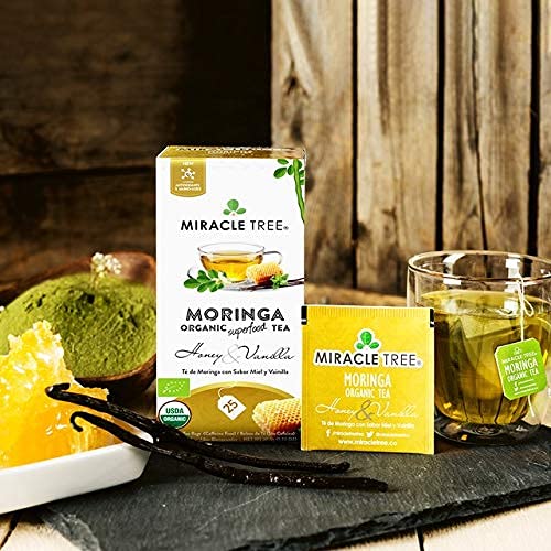 Miracle Tree - 3 Count of Organic Moringa Superfood Tea, 25 Individually Sealed Tea Bags, Honey & Vanilla (Keto, Detox, Energy/Immunity Booster, Vegan, Gluten-Free, Organic, Non-GMO, Caffeine-Free)