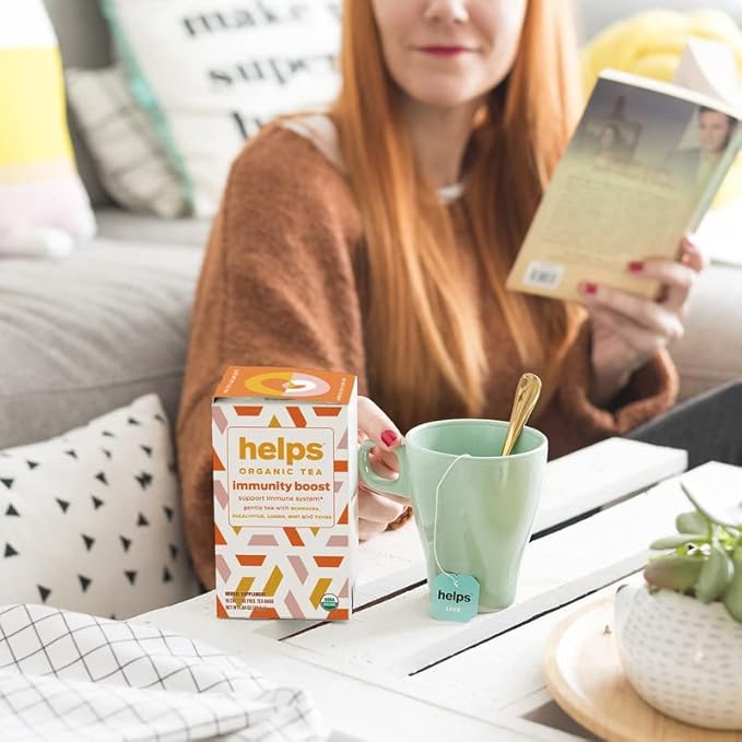 HELPS TEAS | Helps Immunity Boost Tea | Organic herbal blend of Echinacea, Eucalyptus, Mint, Linden, Thyme and Natural Honey Flavor. Facilitates Respiratory Health | 16 Tea Bags - Pack of 3 |