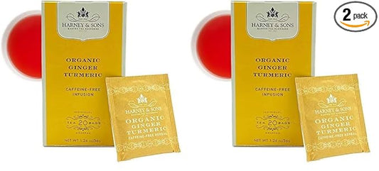 Harney & Sons Organic Tea Bags Ginger Turmeric, 20 Count (Pack of 2)
