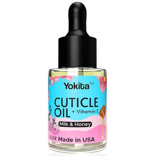 Premium Brush On Cuticle Oil Milk and Honey Natural Healing Infused, Soothes and Moisturizes Cuticles with Vitamin E 0.5 oz (Milk and Honey)