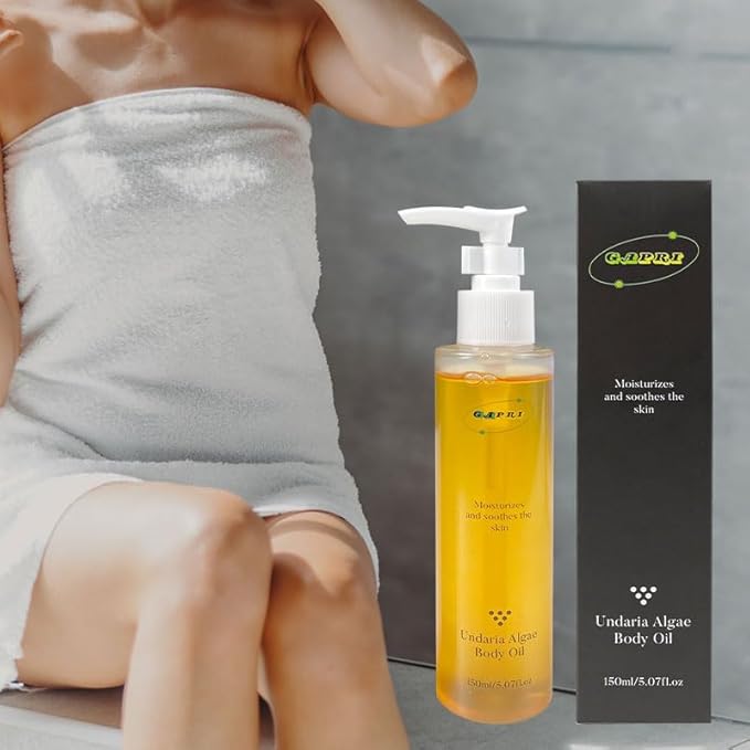 Firming Body Oil Undaria Algae After Shower Helps W/Stretch Marks/Aging/Wrinkle/Skin Elasticity/Toning Deep Hydration Moisturizer Vegan Non-Greasy Nourishing Massage Oil 5 Oz 150 ml