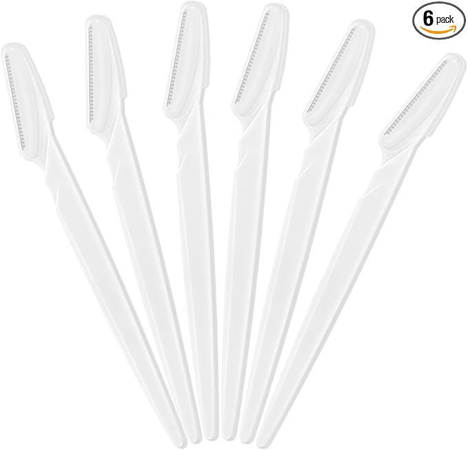 6 Pcs White Eyebrow Razor, Face Razors Multipurpose, Facial Razors for Women Men, Eyebrow Trimmers Shaver with Protective Cover, Dermaplaning Tools for Face Body Use, Facial Hair Removal Tools