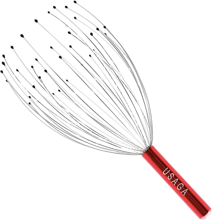 USAGA 36 Fingers Head Massager Scalp Massager Head Scratcher for Scalp Body Relaxing (Red)