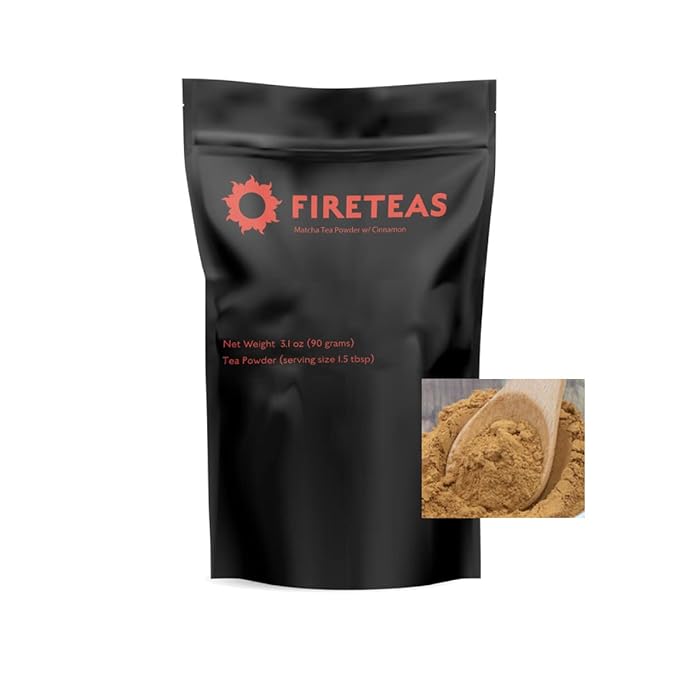 FIRE TEAS Matcha Cinnamon Powder - Organic Matcha Cinnamon Green Tea Powder