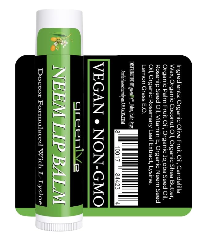 GreenIVe Neem Lip Balm, Vegan Lip L-Lysine,