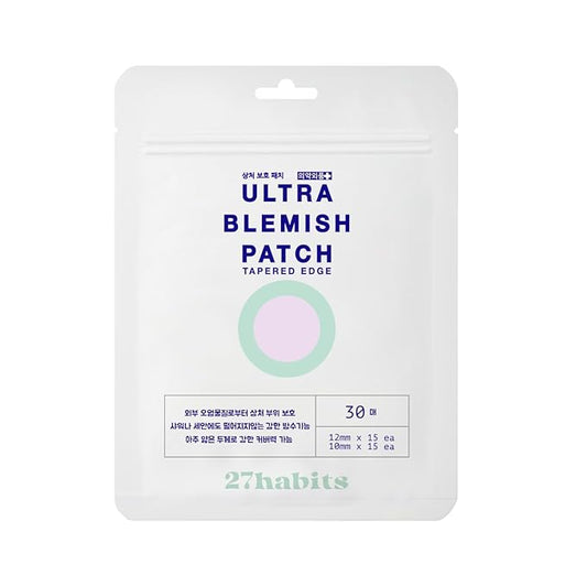 ULTRA BLEMISH PATCH (30 patches) - protects and covers blemishes, made with eco-friendly packaging, fast absorbing hydrocolloid, tapered edge, Korean skincare