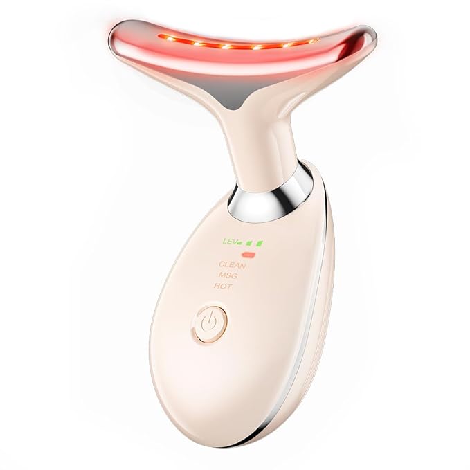 Neck Face Massager, Facial Massage Device with Thermal, Triple Action Colour Modes for Skin Care, Face Sculpting Tool for Double Chin(pink)