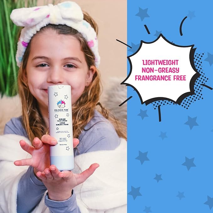 All-Natural Sublime Face Cream for Kids & Tweens, Fragrance-Free, Lightweight, Non-Greasy Face Moisturizer, 50 ml/1.7 fl oz | Skincare for All Types