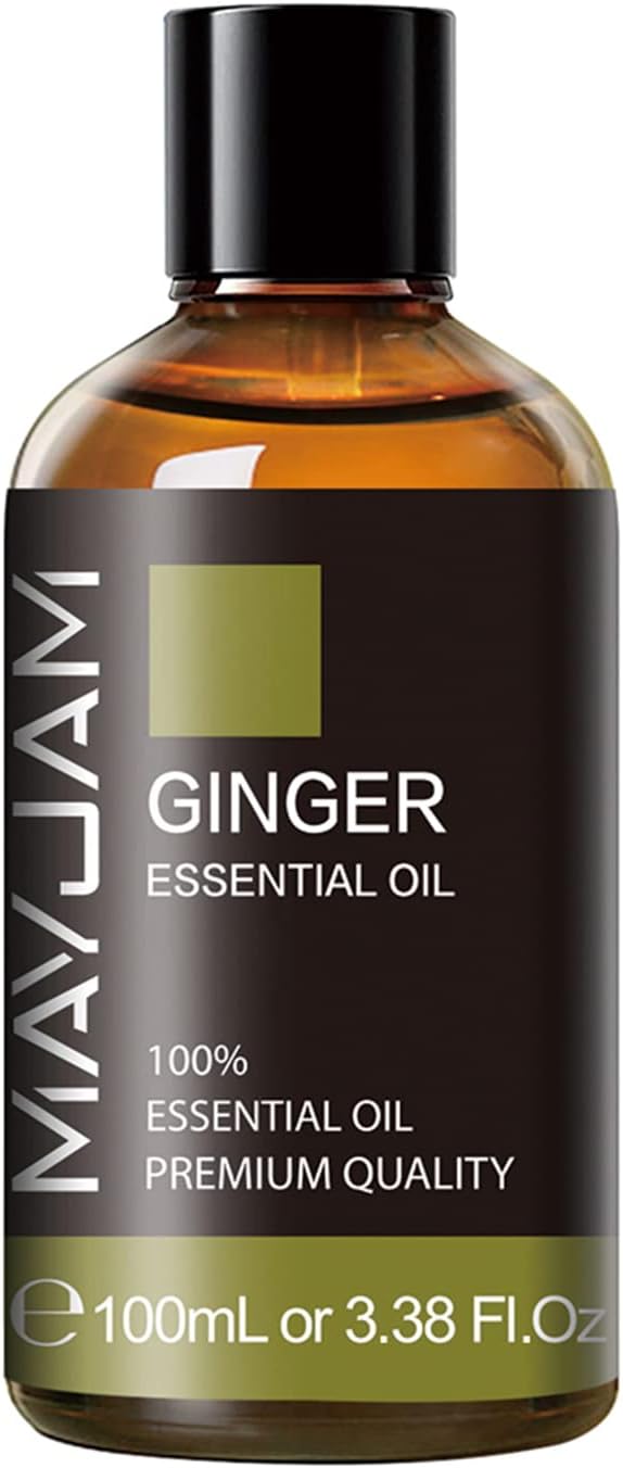 Ginger Essential Oil 100ML/ 3.38FL.OZ, MAYJAM Premium Ginger Oil for Diffuser, Massage, Candle Making, Long Lasting Scents