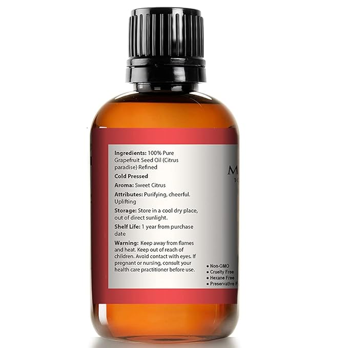 Mayan's Secret 100% Pure Grapefruit Seed Oil, Premium Quality/Undiluted/Refined Cold Pressed/4 fl oz Glass Jar