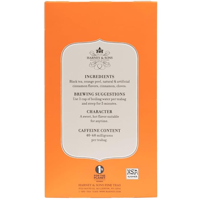 Harney & Sons Black Tea Bags, Hot Cinnamon Spice, 20 Count