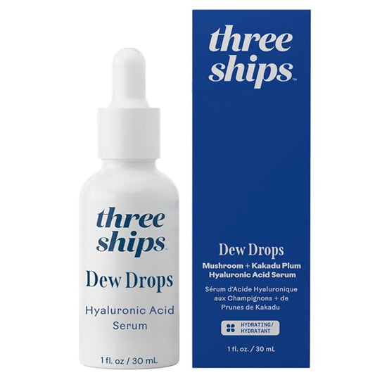 Three Ships Dew Drops Hyaluronic Acid And Vitamin C Serum - Vegan Facial Serum Brightens And Plumps Skin - Intensive Natural Face Serum for All Skin Types- As Seen on Dragon’s Den, 01 Fl Oz