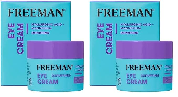 Freeman Restorative Moisturizing & Depuffing Eye Cream + Overnight Leave-On Treatment, For Dull & Tired Eyes, Brightens Undereye Skin, Infused With Magnesium & Hyaluronic Acid, 0.5 fl.oz./ 15 mL Jar