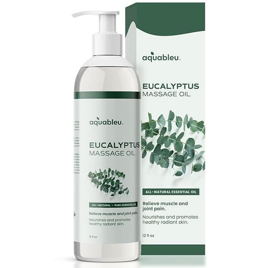 Eucalyptus Massage Oil 100% Pure & All-Natural - Natural at-Home Massage Therapy, Soothes Skin & Muscles - Full Body Relaxing Massage Oil for Men and Women 12 fl oz