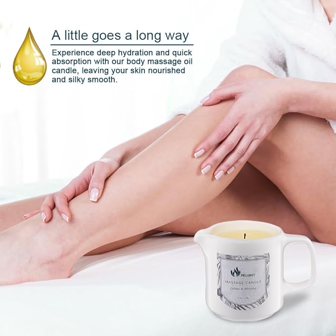 MELONY Soy Massage Oil Candle | Blue & Vanilla | Low Temp | 2.82 OZ / 80G | Perfect Intensive Skin Treatment Candle | Nourishing with Almond Oil, Shea Butter & Cocoa Butter | Massage & Moisturise