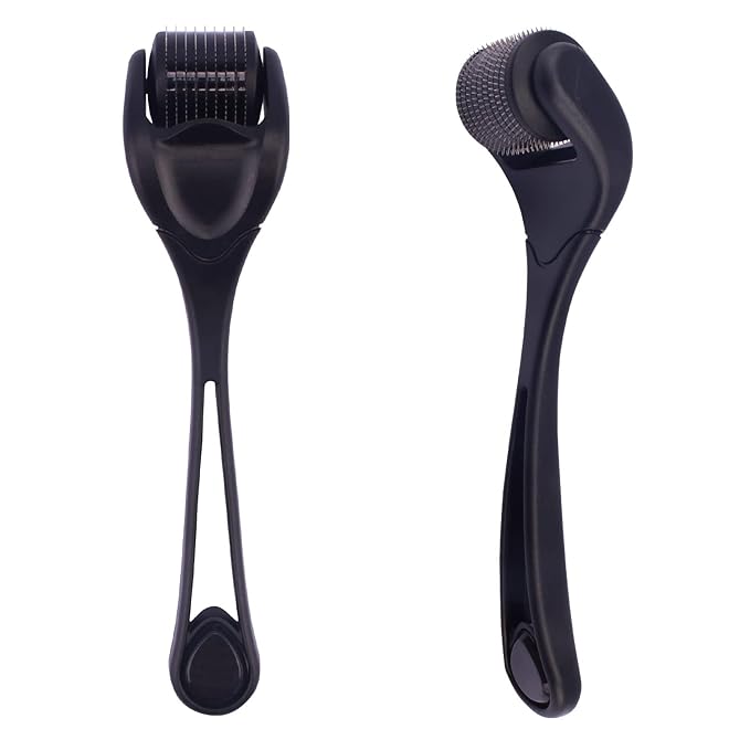 Derma Roller 540 Stainless Steel Black MOOKARDILANE Microneedling Roller w/Storage Case - E