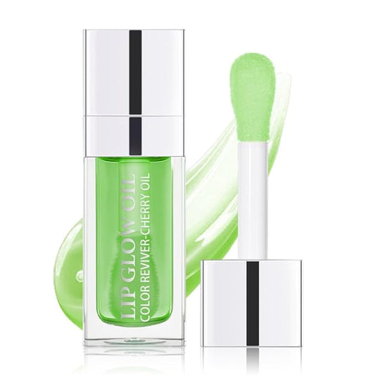 GECOMO Moisturizing Lip Oil,No-Sticky Lip Gloss Lip Balm Lip Care,Fruit Flavoured Lip Oil For Dry Lip's Moisturizing Hydrating And Nourishing (016#GREEN APPLE) 0.2 OZ