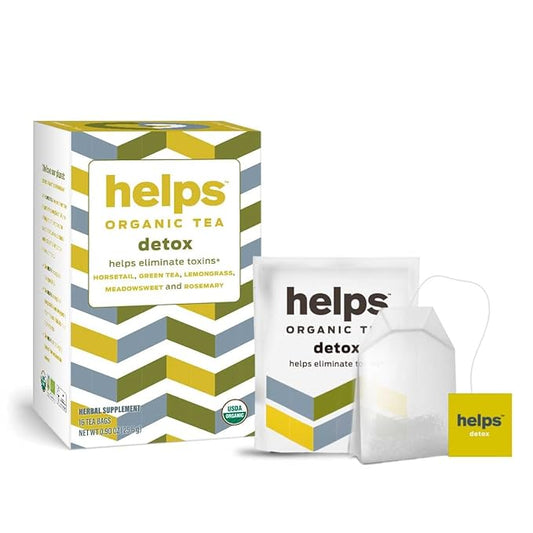 HELPS TEAS | Helps Detox Tea | Organic herbal blend of Horsetail, Green Tea, Herbal Lemon, Ulmaria and Rosemary that facilitate naturally our detox and depurative process. 16 Tea Bags