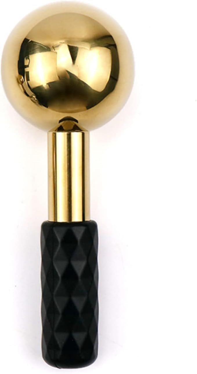 Facial Ice Globes and Roller, Cooling Massager for Face, Eyes and Neck, Cryotherapy Treatment for Puffiness, Dark Circles and Wrinkles (Gold)