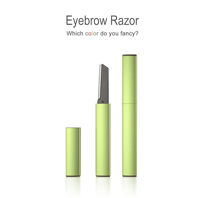 Exfoliating Eyebrow Razor Dermaplaning Tool Eyebrow Trimmer with 4 Replacement Blades, Facial Razors for Women Aluminum Alloy Handle & Stainless Steel Blade (Blue)