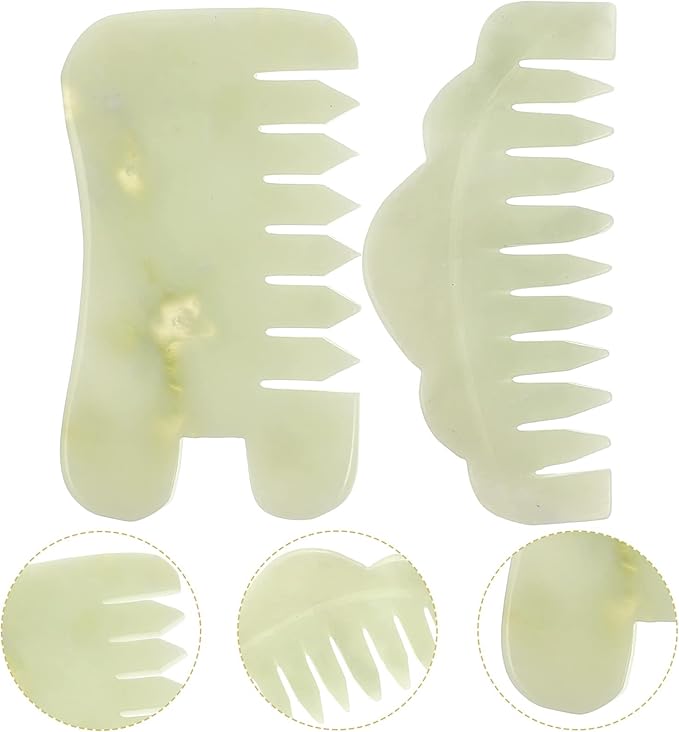 Healifty Massage Comb 2Pcs - Guasha Scalp Comb, Handheld Gua Sha Scraping Massage Tool for Head Caring (Green)