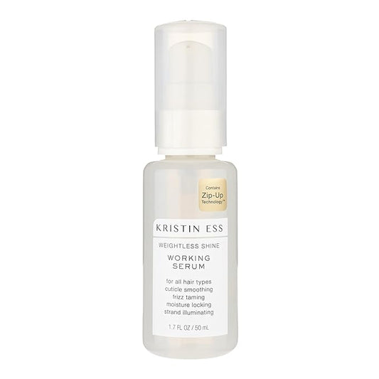 Kristin Ess Hair Weightless Shine Working Hair Serum for Dry Damaged Hair - Frizz Taming, Anti Breakage, Moisture Locking + Shine Enhancing - Color + Keratin Safe, 1.7 fl. oz.